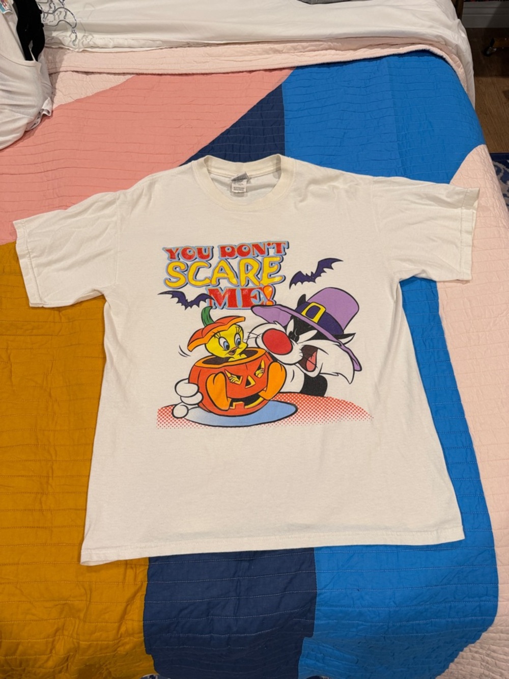 Warner Bros. Looney Tunes Tag Tee - White with Red and Yellow Logo